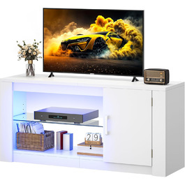 Тумба під телевізор YITAHOME з RGB-підсвіткою, білий колір, 106.5 x 34 x 51 см, для телевізорів до 43 дюймів