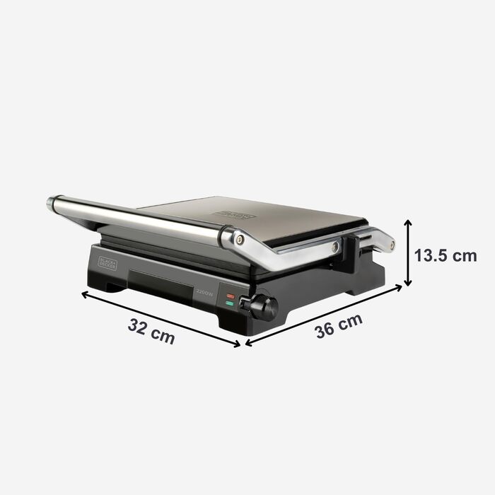 Електричний гриль-контактна поверхня Black+Decker BXGR2200E 2-в-1 (2200W, 29x23 см) з LCD-дисплеєм