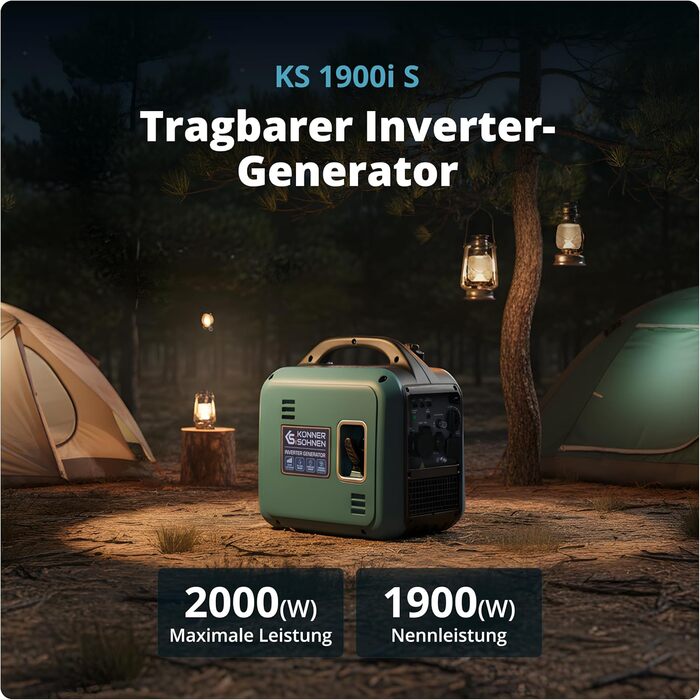 Інверторний генератор K&S Könner&Söhnen KS 1900i S, 2.0 кВт, з USB, мідна обмотка, для резервного живлення