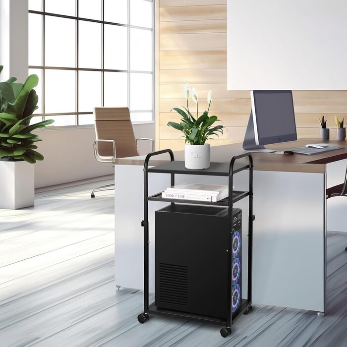 Підставка для ПК Liitrton Mobiler - 3-ярусна, з колесами, білий/чорний