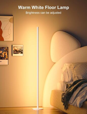 LED торшер для вітальні білий з пультом ДУ, RGB лампа 140 см, 16 млн кольорів, синхронізація з музикою, кутова, з таймером