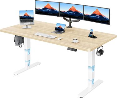 Електричний стіл HUANUO з регулюванням висоти 160x80 см, білий + чорний