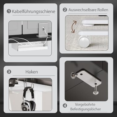 Електричний столик для роботи JUMMICO, 180x80 см, з регулюванням висоти, dualmotor, 100 кг, з кабелеуправлінням, 3 пам'яті висоти, USB-C, для home office (чорний+білий)