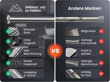 Штанга для душу без свердління 160-210 см, срібна, Ø 25 мм, телескопічна, з кріпленнями - для вікна, душу та перегородки