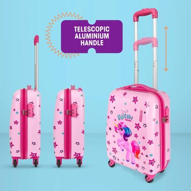 Дитяча валіза PERLETTI Unicorn Pink - Легкий 4-х колісний візок з кодовим замком 535x20 см