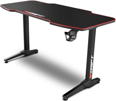 Ігровий стіл DRIFT GAMING з карбоновою поверхнею, великим килимком, підставками для чашок та навушників, регульованими ніжками, чорний (DRDZ200)