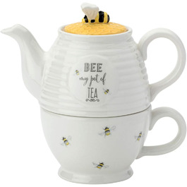 Англійський посуд Co mpany Bee Happy Tea для одного чайника з кришкою у вигляді сот, односпальне ліжко з тисненим дизайном