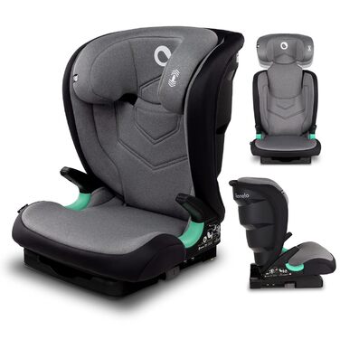 Дитяче автокрісло LIONELO Neal 15-36кг, Isofix, бічні протектори, маркування i-size, регульована спинка в 3 напрямках, регульований по висоті підголівник, система вентиляції (сірий)