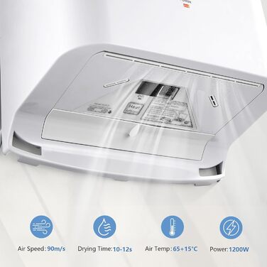 Автоматичний електричний сушар для рук настінний, компактний, для дому та комерційного використання (білий)