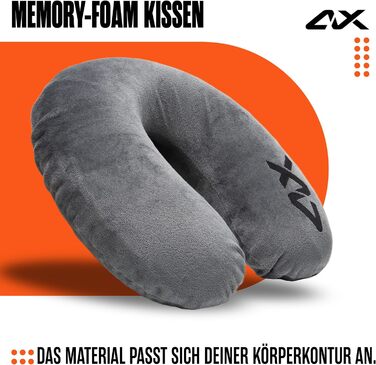 Подушка для шиї ALX з піни з ефектом пам'яті, сіра, можна прати, дихаюча, зручна супутниця