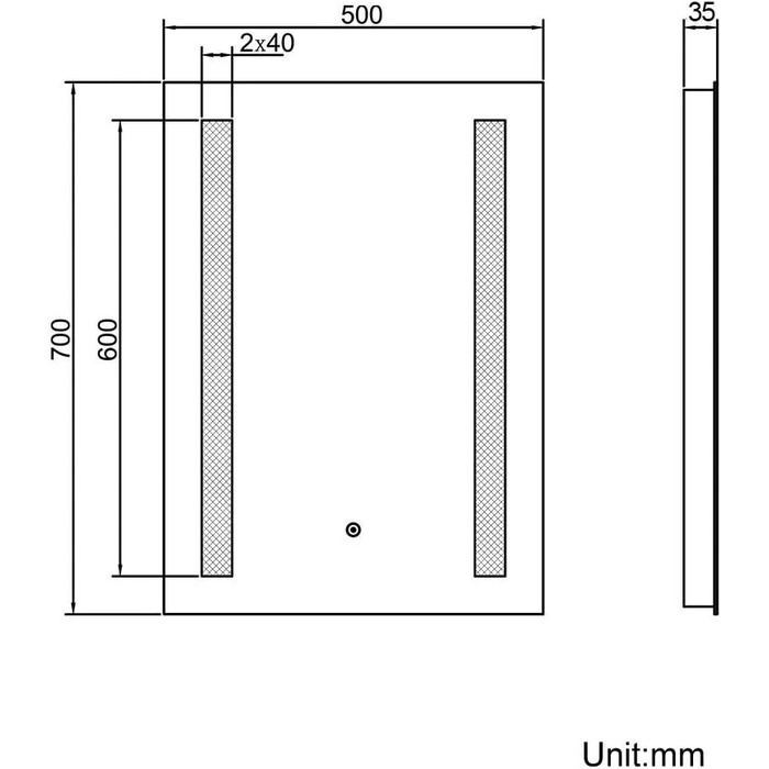 Елегантне дзеркало для ванної кімнати з LED-підсвічуванням 45x60 см, холодне біле світло, IP44, енергозбереження, для ванної кімнати, настінне