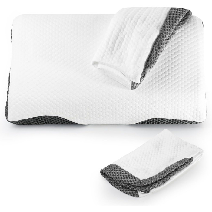 Ортопедична подушка для шиї IDEA з Memory Foam - для сну на боці, спині та животі, зменшує біль в шиї, 62x34.5x12/8 см