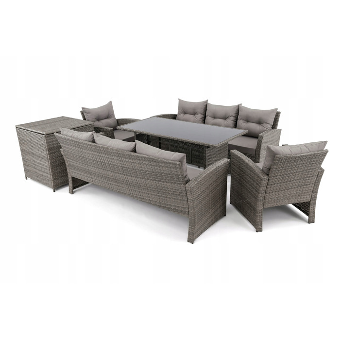 Комплект садових меблів із техноротанга EMWOmeble, сірий, 6 предметів