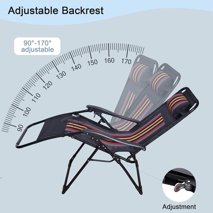 Розкішне крісло-шезлонг для саду та балкону, широке (72 см), з підстаканником та подушкою (2 шт.)
