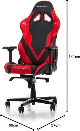 Ігрове крісло DXRacer Gladiator G001, шкірозамінник, чорно-червоне, до 200 см