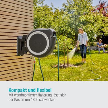 Набір для поливу Gardena RollUp L 30 м: гнучкий шланг для великих садів, поворотна коробка, з шлангом 30 м та монтажними аксесуарами (18625-20) (Білий, з розпилювачем)