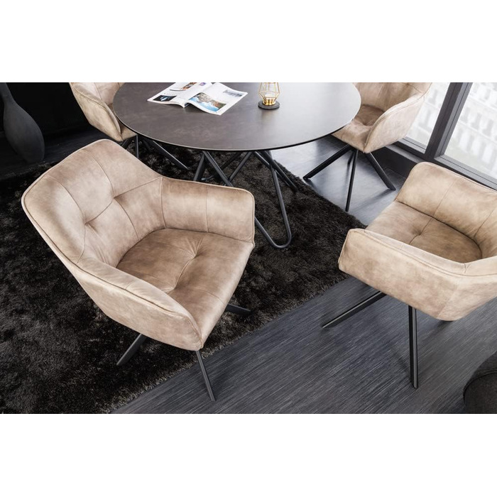 Стілець Riess Ambiente Design LOFT Velvet Swivel Black з підлокітником (Шампань)