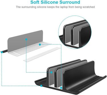 Підставка для ноутбука VAYDEER вертикальна, регульована, алюмінієва, для MacBook, iPad, ноутбуків до 17.3 дюйма - чорна