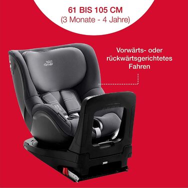 Дитяче автокрісло BRITAX RMER DUALFIX 2 Z-LINE, обертається на 360 для дітей зростом від 61 до 105 см (i-Size), від 3 місяців до 4 років, (з ISOFIX, Midnight Grey)