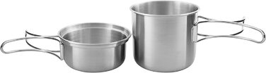 Предметів) - Посуд з нержавіючої сталі для пікніків на трьох - З каструлею, сковородою, тарілками та чашками (включаючи кришку) - Не забруднює навколишнє середовище та безпечний для харчових продуктів, 10