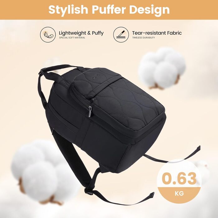 LOVEVOOK Рюкзак для жінок, рюкзак для ноутбука, шкільний рюкзак для підлітків, легкий рюкзак з м'якою підкладкою, велика робоча сумка для навчання, рюкзак на день, елегантний для університету та подорожей (B-глибокий чорний, 15.6 дюймів)