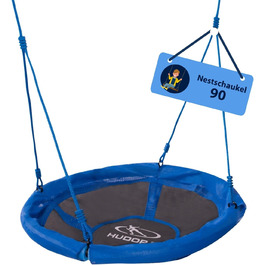 Шоукель HUDORA Nestschaukel 90 - пластикова сітка-шоукель до 100 кг, діаметром 90 см для дому та вулиці, регульована висота, сімейна шоукель для дітей та дорослих (Блакитний)