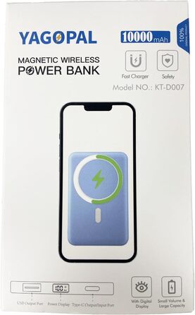 Бездротовий 22.5W PD зі світлодіодним дисплеєм для iPhone 15/14/13/12 (чорний), 10000mAh