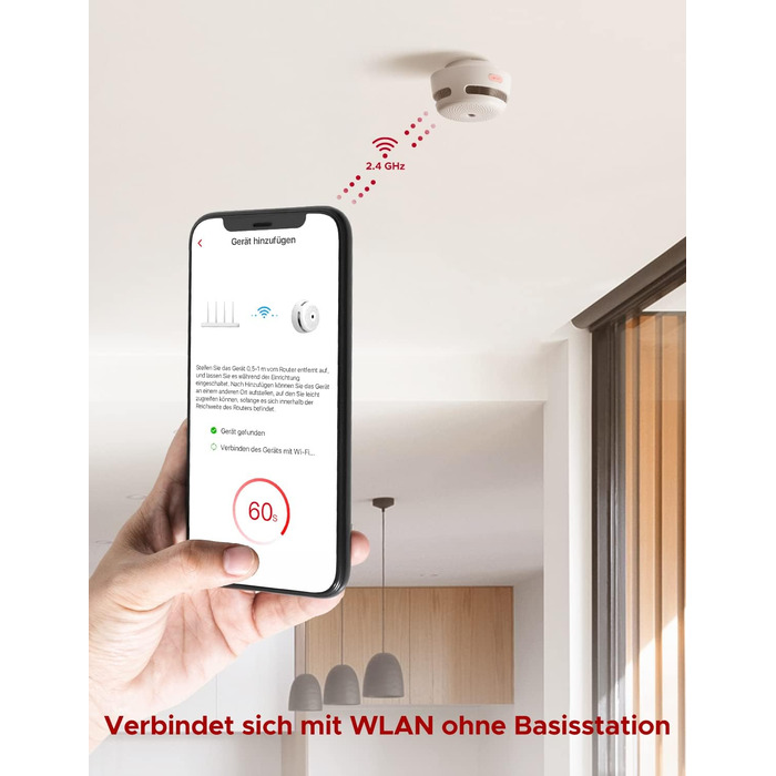 Датчик диму X-Sense WLAN з підключенням до Wi-Fi, EN14604, з змінною батареєю, сповіщення через додаток, білий, 1 шт.
