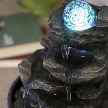Фонтан Zen'Light Zimmerbrunnen Little Rock: Природний водоспад з ефектом каменів та LED-підсвіткою для дому, медитації та релаксації. Feng Shui, 23 см