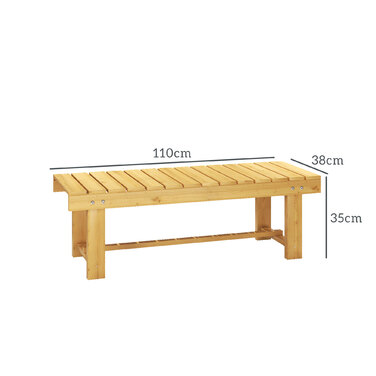 Садова лавка Outsunny 2-місна з масиву дерева, водонепроникна та міцна, 110 x 38 x 35 см, стійка для балкона, саду та тераси, натурального кольору