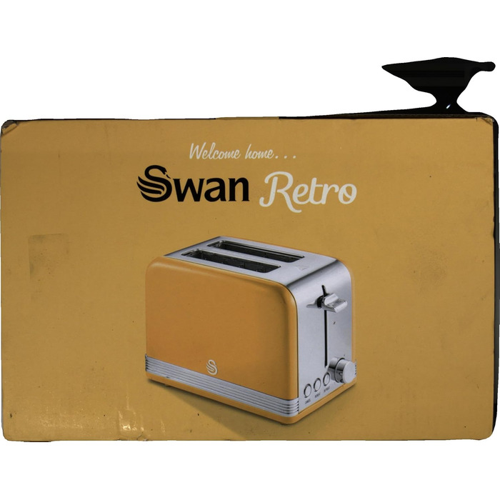 Тостер Swan Retro ST19010, 2-слотовий, широкий, 815 Вт, 6 режимів, нержавіюча сталь, жовтий, ретро-дизайн, розморожування, підігрів, скасування