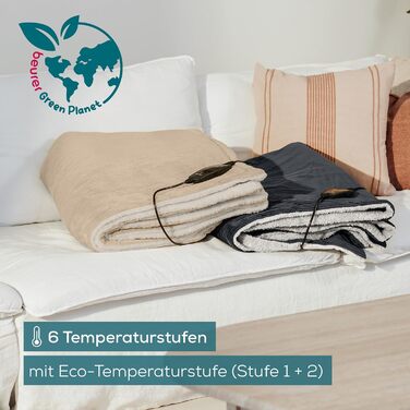 Електрична ковдра Beurer HD 80 Cord beige - тепла та затишна ковдра з 6 рівнями нагріву, функцією автовимкнення та системою безпеки, з м'якого корду