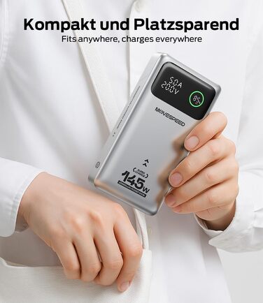 Power Bank MOVESPEED 145W 25000mAh з 3 USB-портами, PD 3.1, Digital Display - для ноутбуків, iPhone, Galaxy, iPad