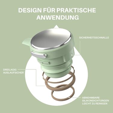Термос IDEUS Thermoskanne 2л, нержавіюча сталь, подвійні стінки, вакуумна ізоляція, кавоварка-термос для кави та чаю, BPA-free, колір Celadon (авокадо)