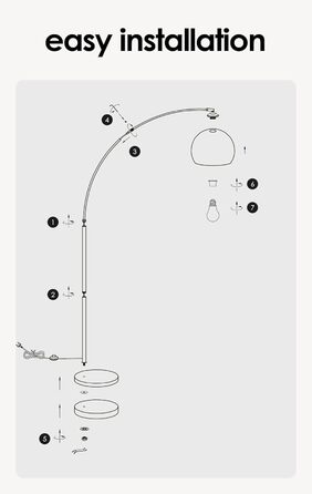 Світильник Home Sweet Home Arc, чорний, h. 172 см, в т.ч. LED E27 9W, індустріальний стиль, для вітальні та спальні