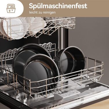 Набір каструль та сковорідок 9-ти частинний з антипригарним покриттям, для всіх типів плит, включаючи індукційні, сумісний з духовкою (темно-сірий)