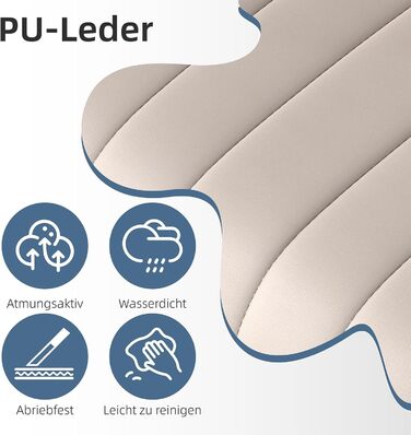 Набір з 2 барних стільців Youhauchair, обертаються, регульована висота, PU-шкіра, бежевий