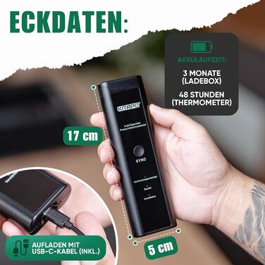 Бездротовий термометр для м'яса з додатком, термометр для гриля, розумний термометр для приготування їжі на кухні та грилі, велика дальність, стійкість до високих температур до 300°C, термометр для приготування, кухонний термометр