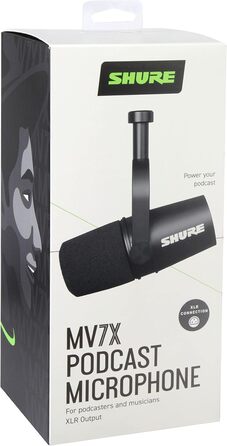 Динамічний XLR мікрофон Shure MV7X для подкастингу та вокалу, професійна якість, Voice Isolation, чорний
