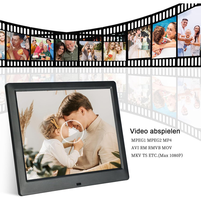 Цифровий фоторамка TSITSC 8.7 дюйма, IPS-екран 1024*768, календар, годинник, музика, фото/відео, USB/SD, з пультом, чорний