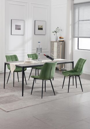 Набір обідніх стільців WOLTU (8 шт.) - обідні стільці для кухні, вітальні, їдальні. М'яке сидіння з велюру, металеві ніжки, до 150 кг.