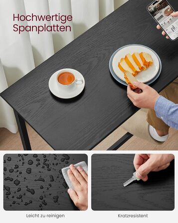 Барний стіл VASAGLE LBT010B56, 40 x 100 x 90 см, чорний, промисловий дизайн