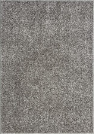 Килим Relax Glamour М'який Сучасний килим з високим ворсом, довгим ворсом, килим для вітальні, гелева підкладка, можна прати, висота ворсу 30 мм, однотонний, однотонний, Бежевий, (80 х 150 см, сірий (гламур))