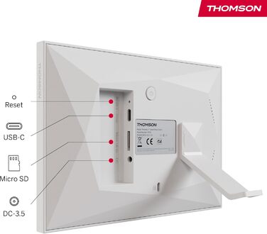 Рамка для фото Thomson Fotorahmen – 7 дюймів, IPS Full HD, сенсорний екран, 32 GB, автоматичне обертання, Wi-Fi, iOS, Android, білий