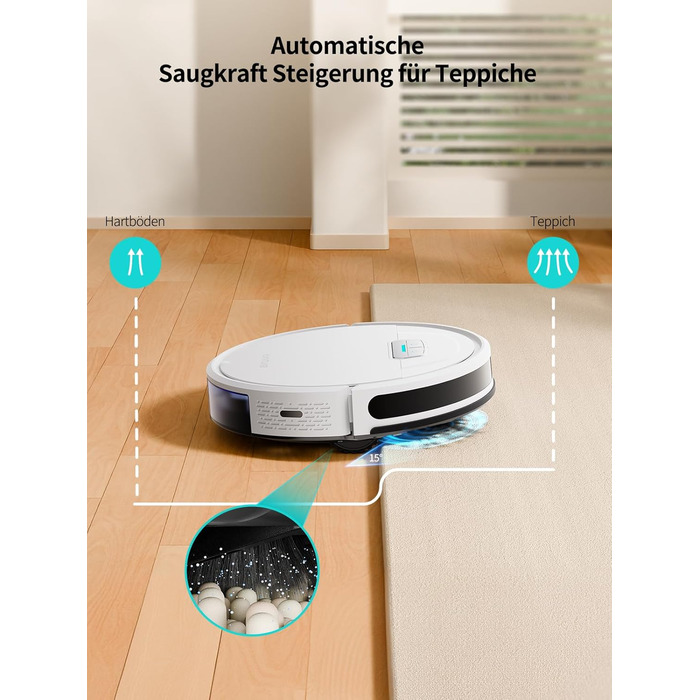 Робот-пилосос HONITURE G20 з функцією миття підлоги, 4000Pa, 3-в-1, для тварин, килимів, твердих підлог, з пультом дистанційного керування, білий