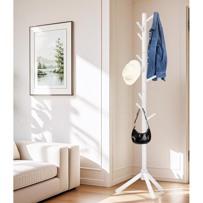 Підвісна шафа для одягу з бука, 9 гачків, 3 положення по висоті, білий колір
