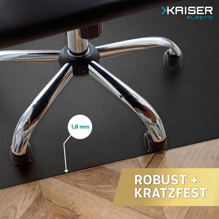 Захисна килимок для офісного крісла Kaiser Bodenschutzmatte, 120 x 130 см, чорний, Made in Germany