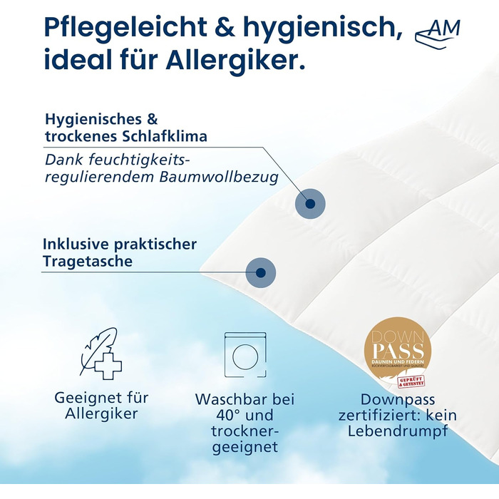Пухова ковдра DormiGood 135x200 см - цілорічна, німецька якість, 100% пух, дихаюча, сертифікат Oeko-Tex