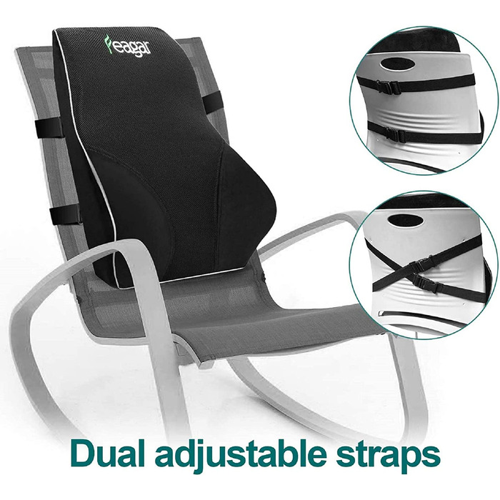 Подушка для спини Feagar для офісного крісла та дивана | Підтримка спини для офісу та дому, чорна