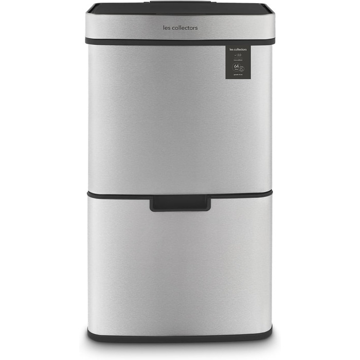 Сенсорний сміттєвий бак Les Collectionneurs №1012, 69л, 3 відсіки (47+11+11л), автоматичне відкривання, інфрачервоний датчик, тихе закривання, дизайн (срібло)
